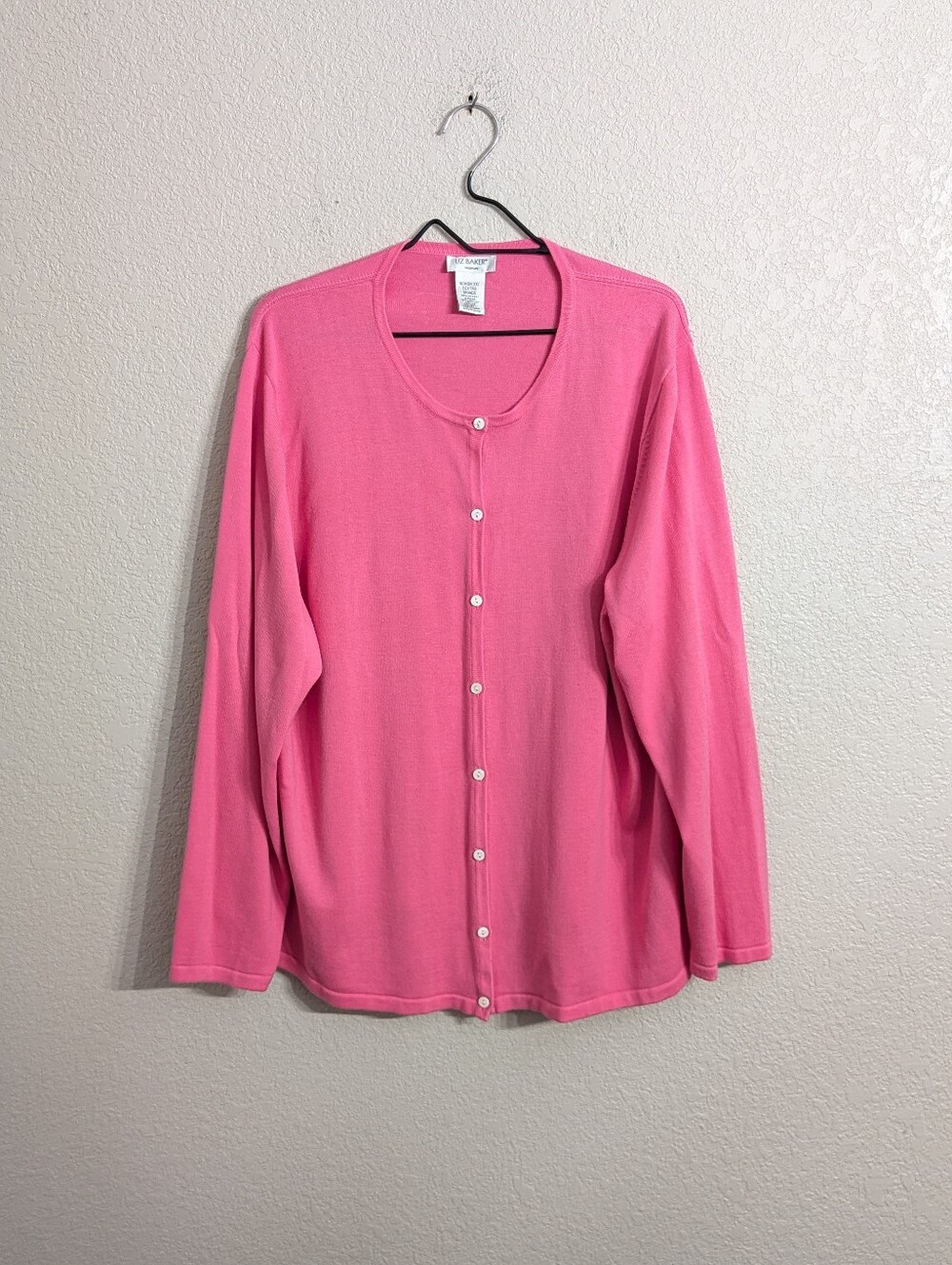 Liz Baker Pink Cardigan Sweater Plus Sz 3X Long Sleeve Casual Comfy Lightweight